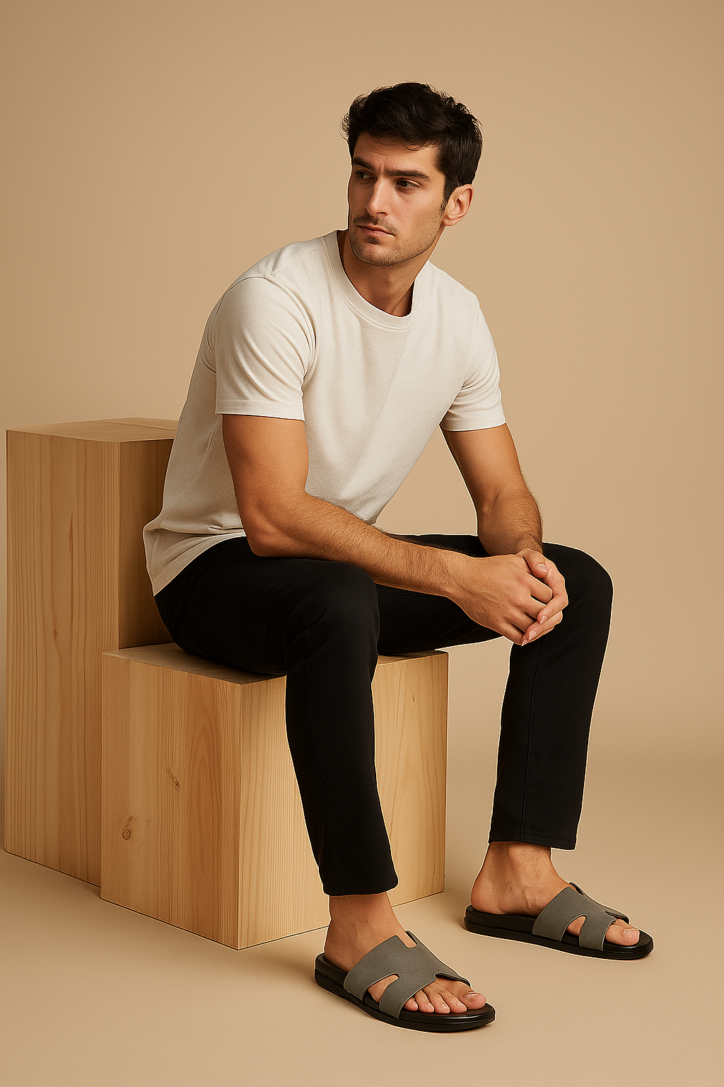 Slider Men | Francesca Suede Grey