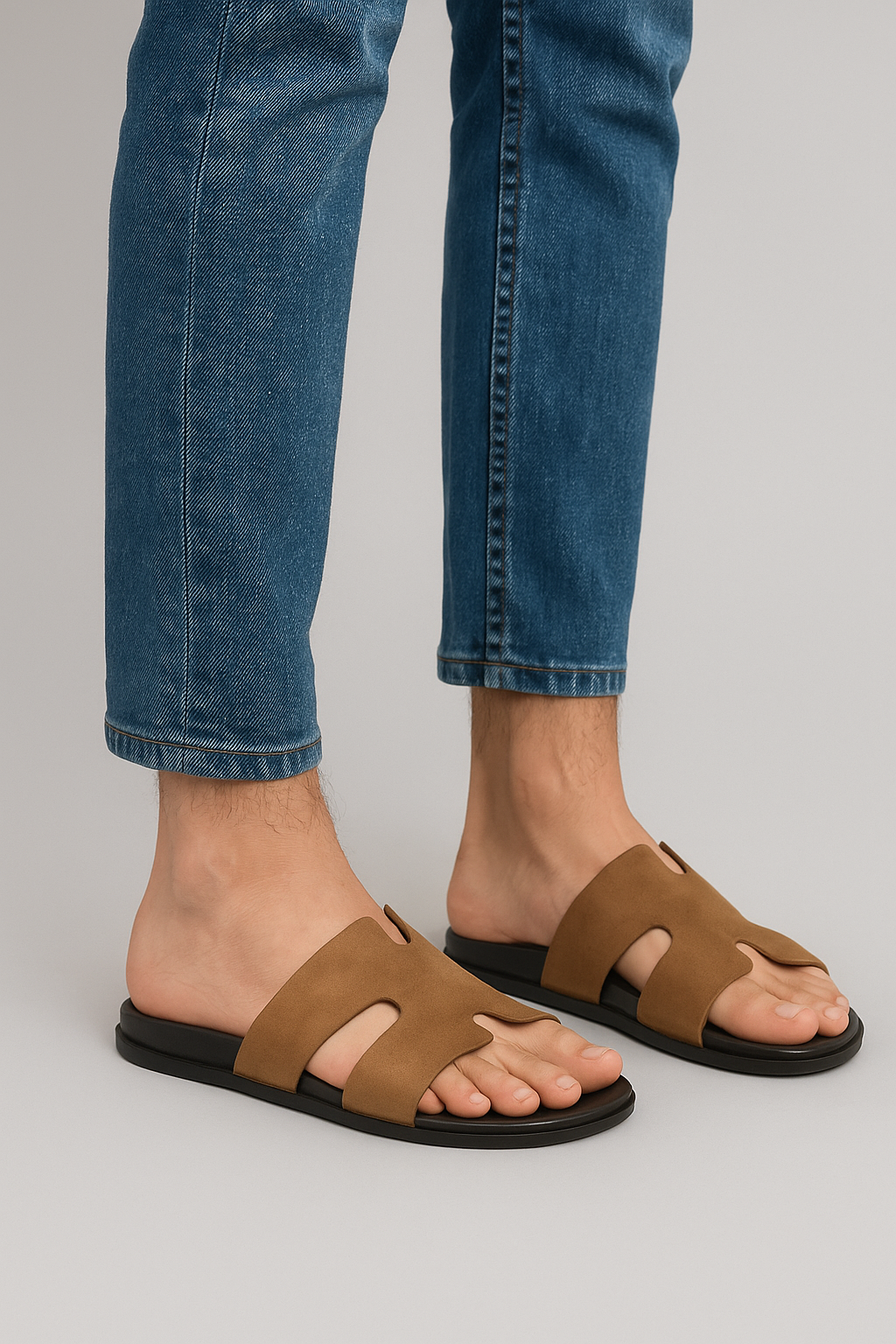 Slider Men | Francesca Suede Tan