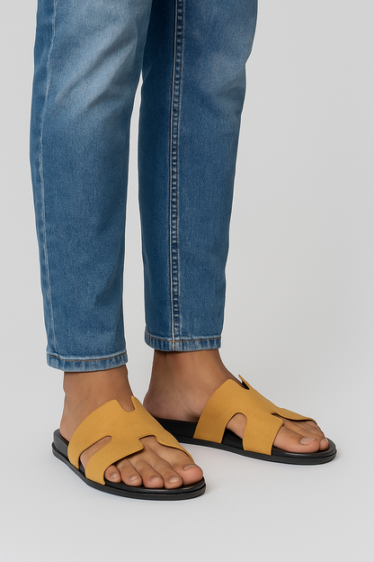 Slider Men | Francesca Suede Yellow