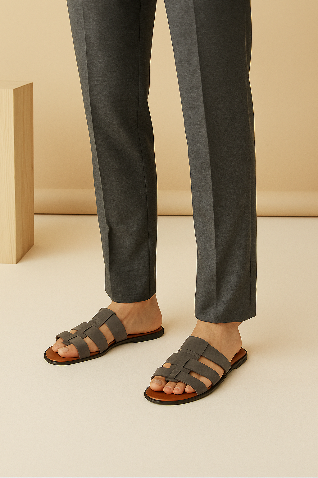 Slider-Men| Jean Brown & Super Suede Grey