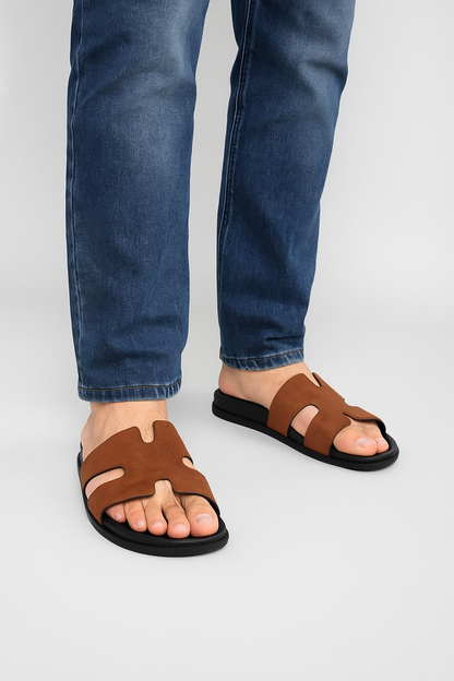 Slider Men | Francesca Suede Tan